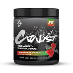Catalyst Nutrition Enhanced Pre Workout bottle ready for a focused training session.