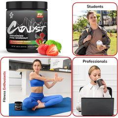 Catalyst Nutrition Enhanced Pre Workout glass showing a vibrant, flavorsome beverage.