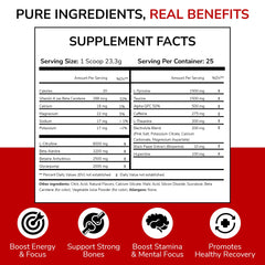 Catalyst Nutrition Enhanced Pre Workout powder scoop highlights 8g L-Citrulline for vascular support.