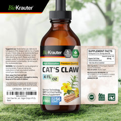 Dropper dispensing cats claw tincture under tongue