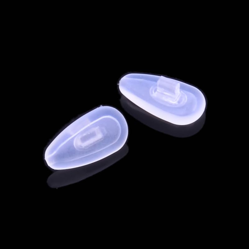 Nose pad dimensions approximately 14mm x 7.5mm for Oakley clip-on pads.