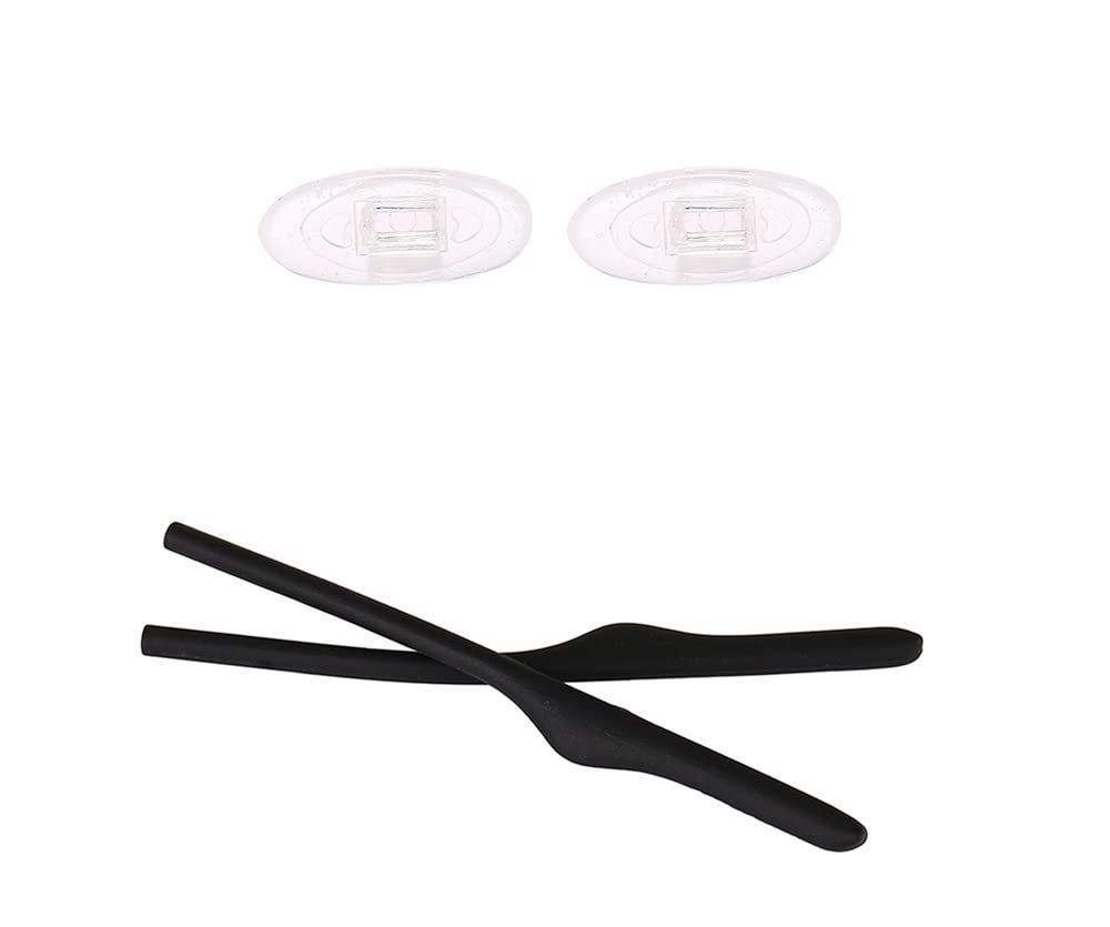 Caulo replacement kit for Oakley Keel Blade OX3125/OX5089 — black temple socks and clear nose pads (1 set)