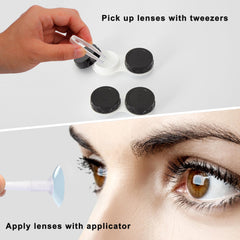 Included tweezers for handling lenses