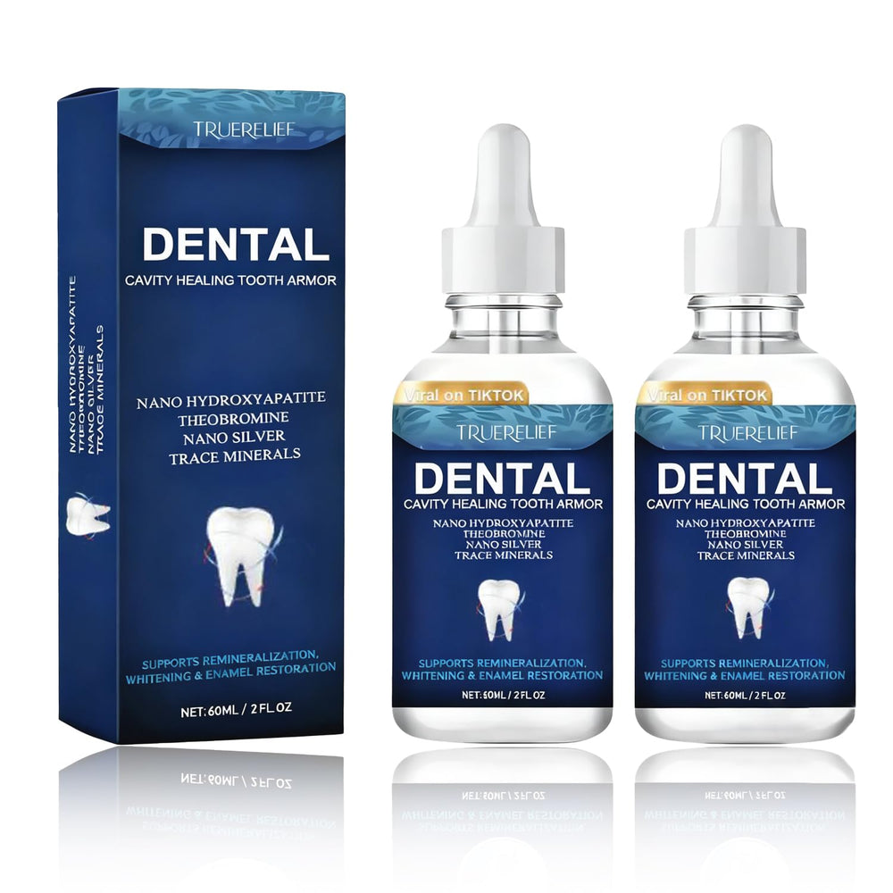 Cavity Healing Tooth Armor Liquid bottle showcasing enamel-strengthening formula with hydroxyapatite