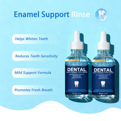 Transparent enamel-strengthening liquid being applied to teeth