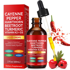 Cayenne pepper drops with hawthorn berry blend bottle close-up 1