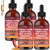 Bottle of Cayenne Pepper Liquid Drops with hawthorn berry and cinnamon