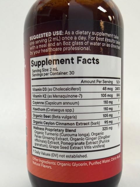 Vitamin D3 and K2 supplement bottle with mineral oil note