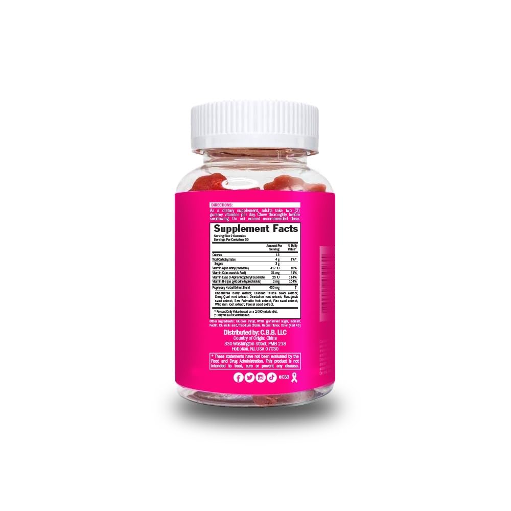 Close-up of berry-flavored gummies for CBB 13 in 1 Women’s Multivitamin