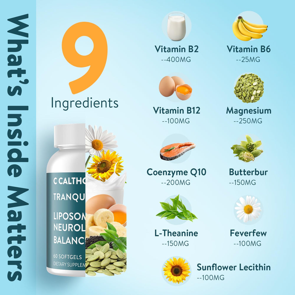Close-up of C Calthorvitana Migraine Relief bottle label