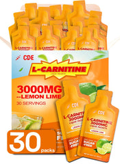 CDE L-Carnitine Liquid 3000mg pack pour for pre-workout energy support.