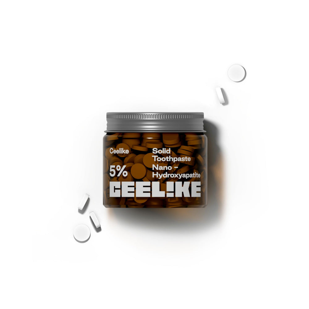 CEELIKE packaging with 5% hydroxyapatite toothpaste tablets
