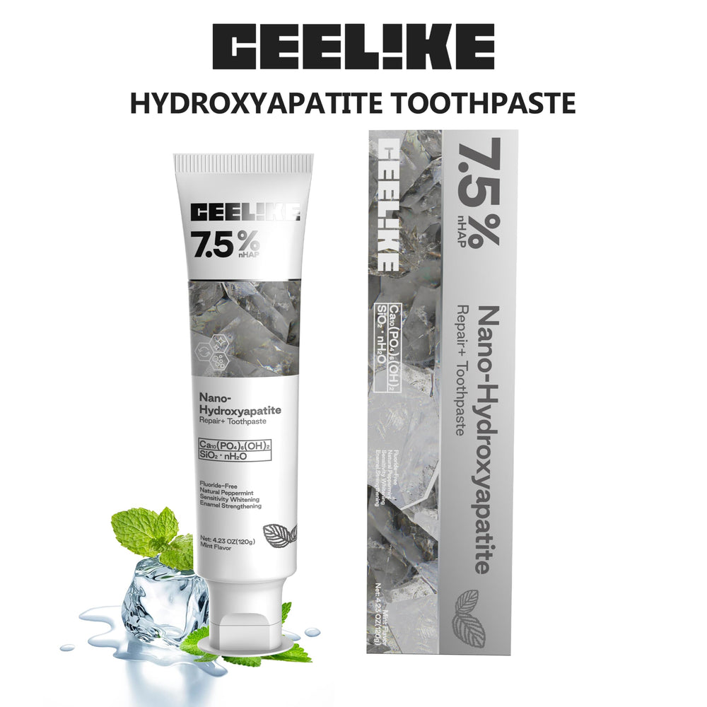 Illustration of enamel strengthening with hydroxyapatite