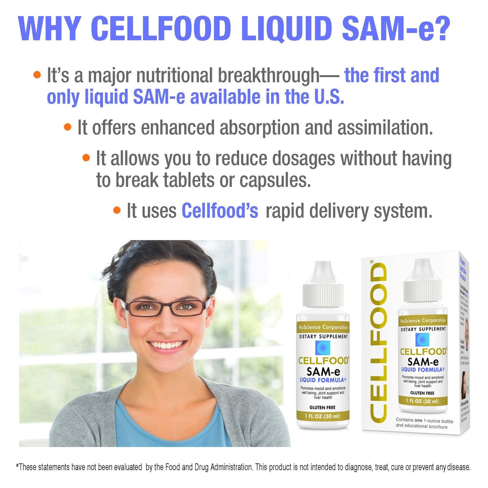 Label on Cellfood SAM-e Liquid Formula+ bottle
