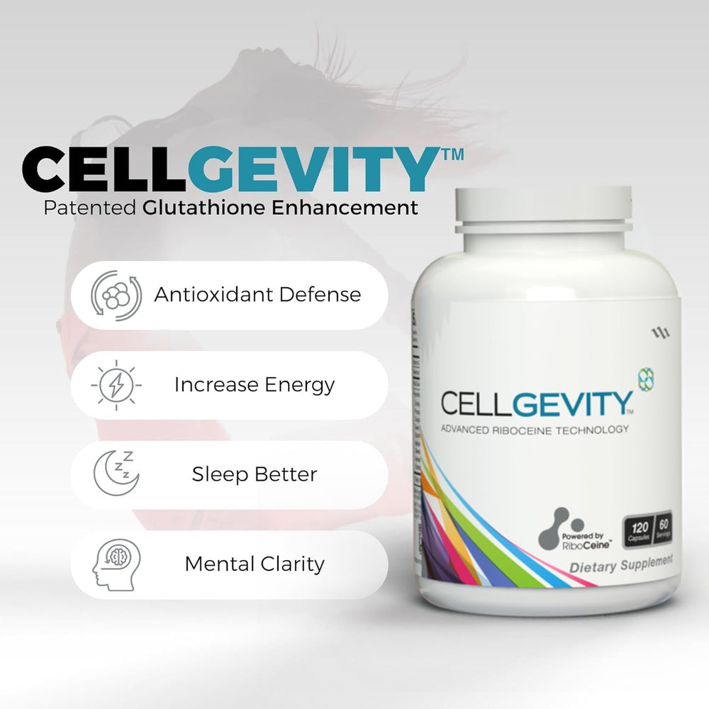 Cellgevity bottle with capsules displayed
