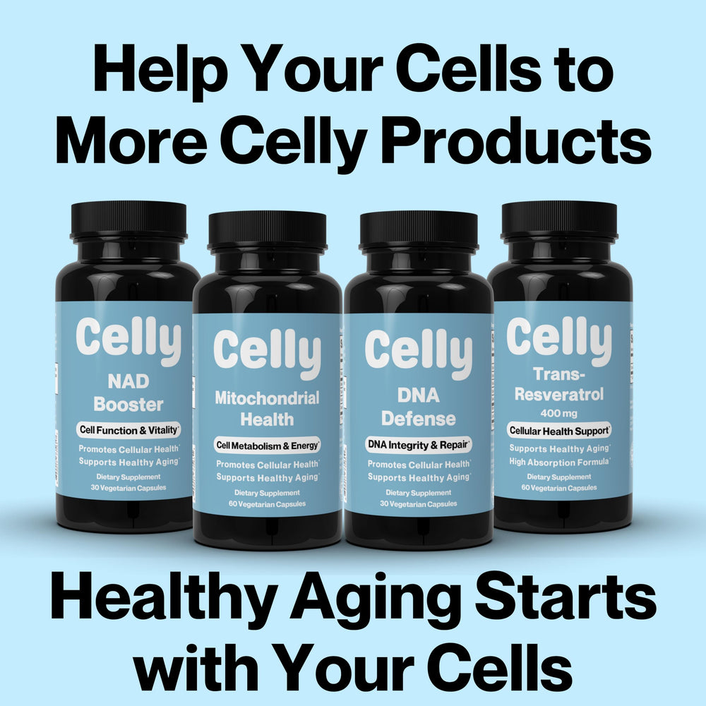 Celly Senolytic Complex packaging with bottle and box
