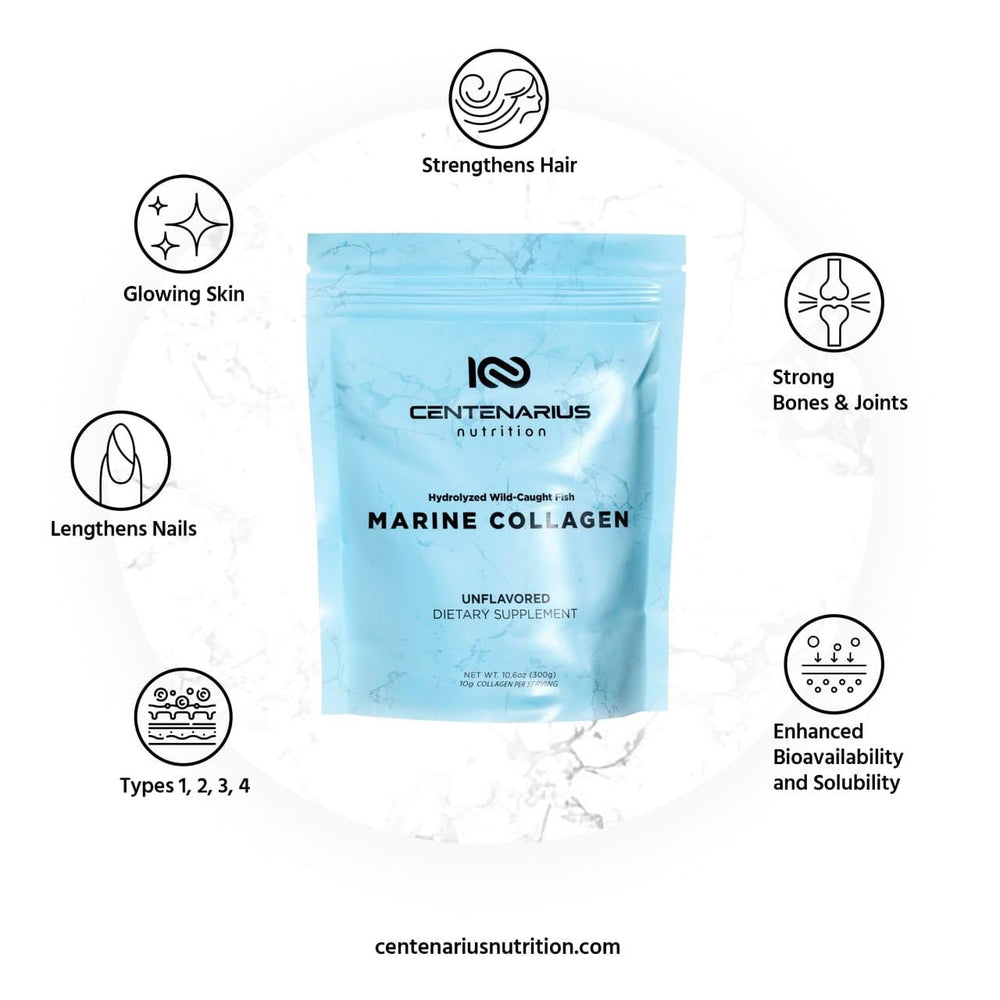 Wild caught marine collagen source label on container