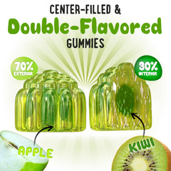 Gummy showing crisp apple exterior and kiwi center