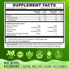 Nutrition information and 1.875B CFU claim on packaging