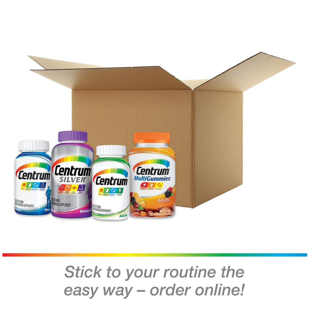 Centrum adult multivitamin front label for clear branding and dosage information