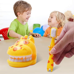 Interactive teeth model with toothbrush for teaching brushing