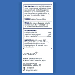 Close-up of L-Methylfolate, B12, and NAC ingredients