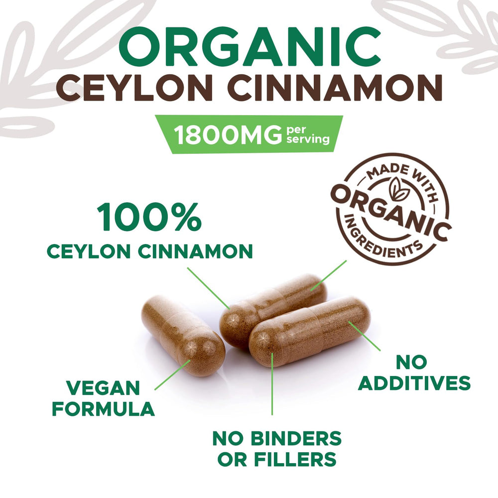 Health Nutrition Naturals Ceylon Cinnamon 1800mg capsules bottle