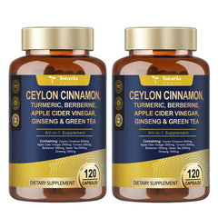 Two-pack bottle of organic Ceylon cinnamon capsules