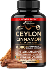 Front view of Ceylon Cinnamon Capsules bottle (60 count)