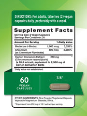 Ceylon cinnamon capsules vegan formula with Biotin and Chromium
