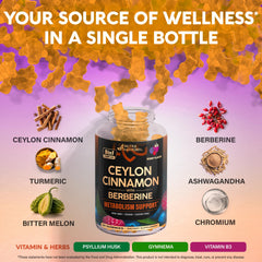 Nutrition facts panel on Ceylon Cinnamon Gummies bottle