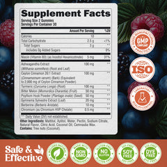 Bottle showing 60 gummies per bottle