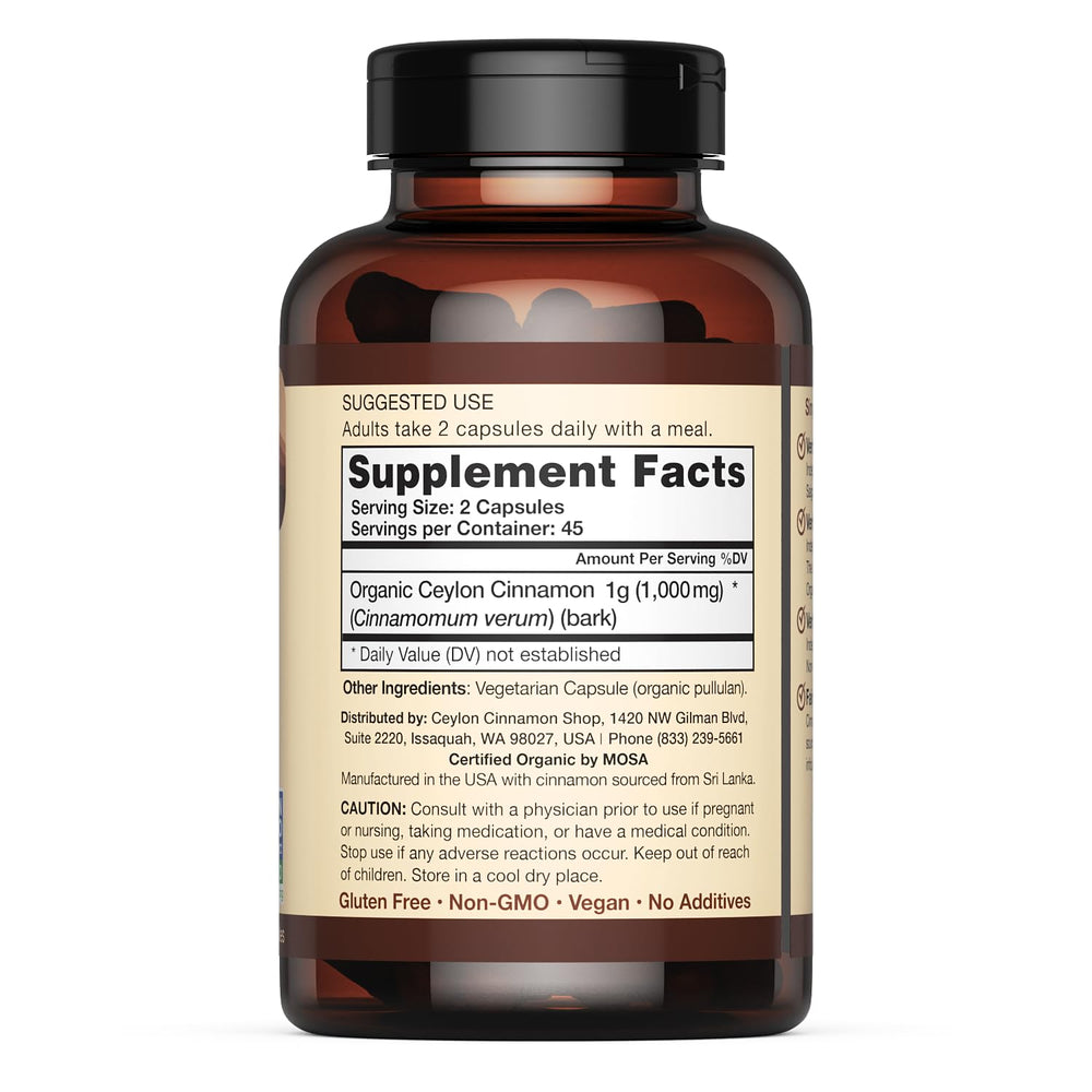 Certified authentic Ceylon cinnamon seal and Purity-IQ label