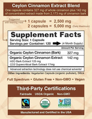 Back label with ingredients and certifications