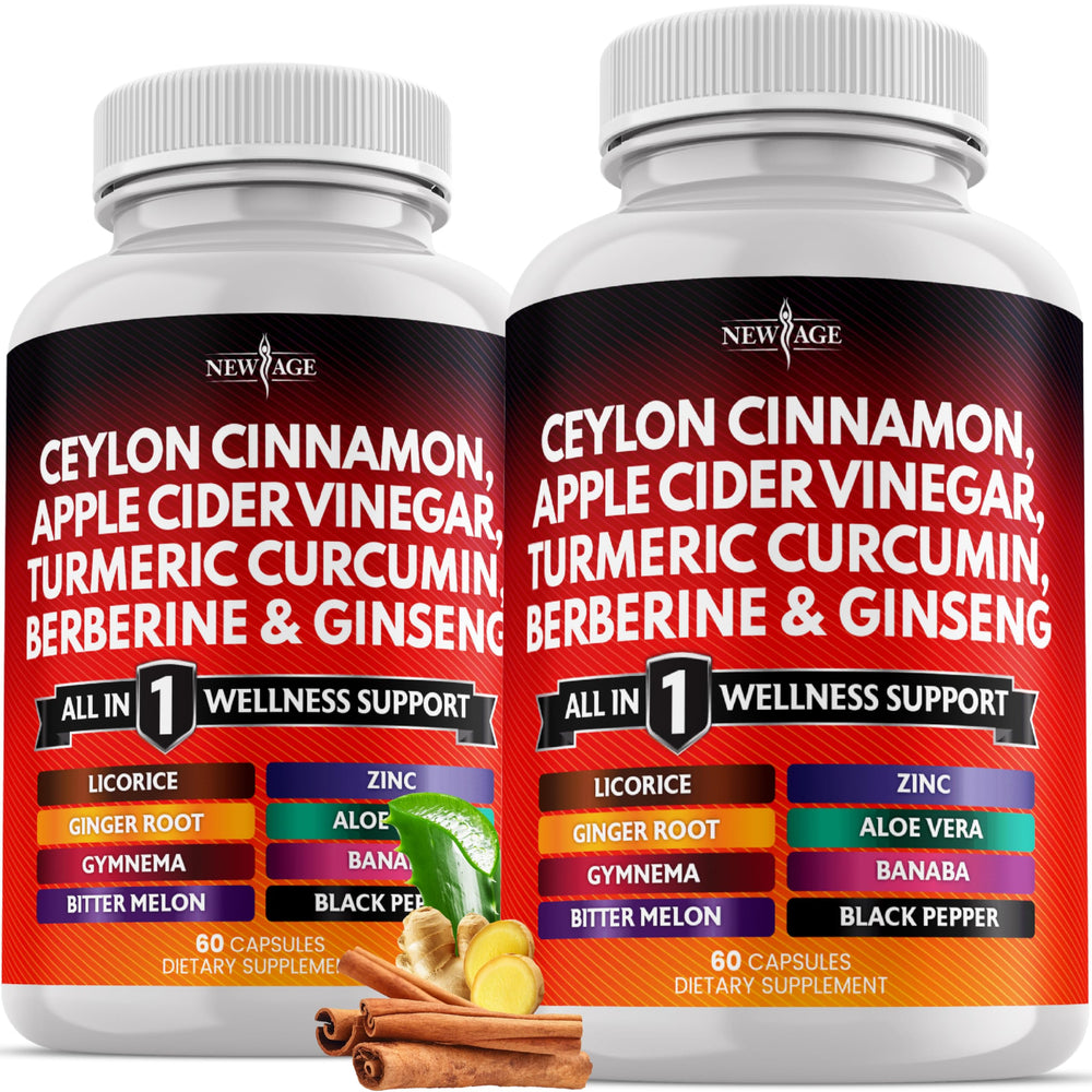 Bottle of Ceylon Cinnamon Turmeric Apple Cider Vinegar Berberine Banaba Ginger Root 120-count