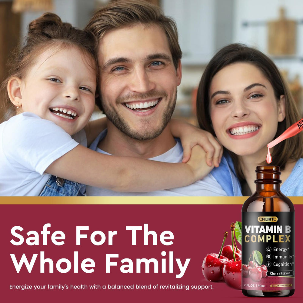 Serving suggestion for cherry-flavored B-Complex drops