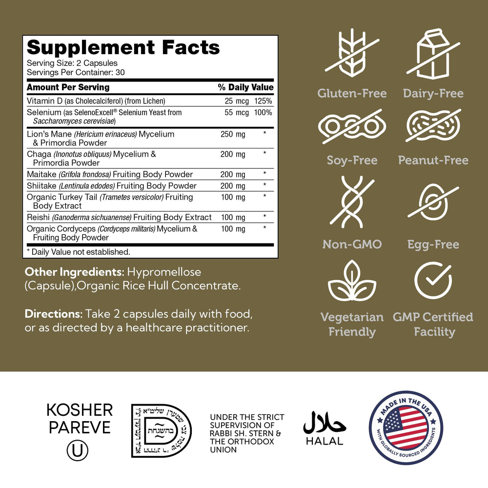 Chaga, Cordyceps, Maitake and Shiitake mushrooms