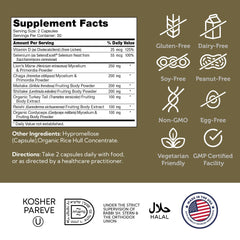 Chaga, Cordyceps, Maitake and Shiitake mushrooms