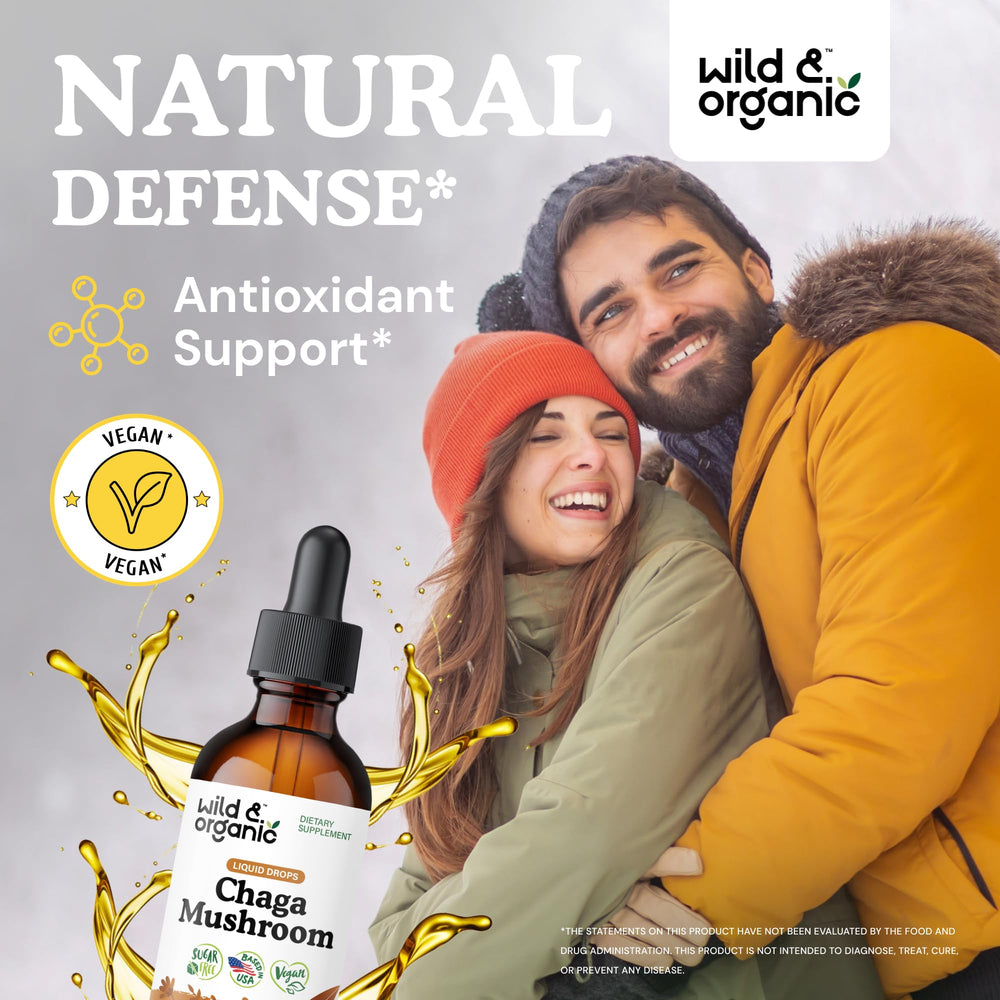 Chaga mushroom extract liquid drops bottle label