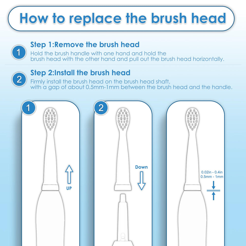 Four CHAIN PEAK kids brush heads in dark blue packaging