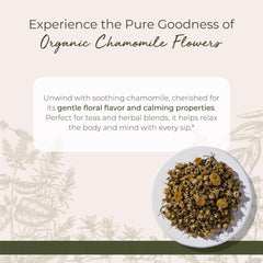 Organic chamomile flowers sourced from Egypt.