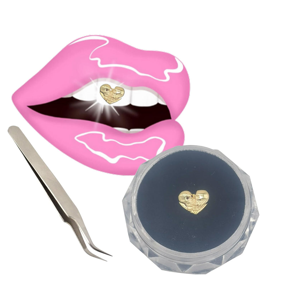 Chamon Tooth Gems 8K Gold Love Shape 5-6mm front view