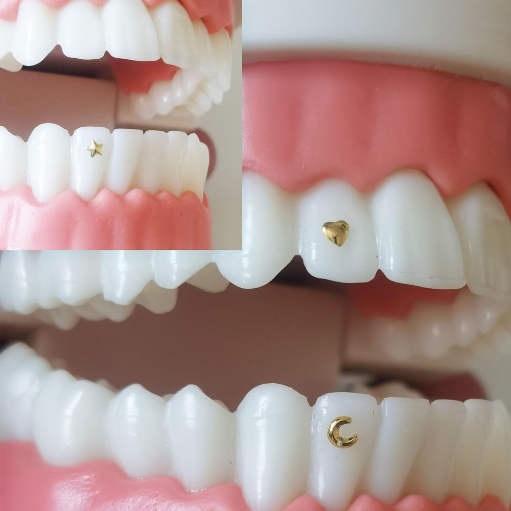 Hollow pentagram pink crystal tooth gem