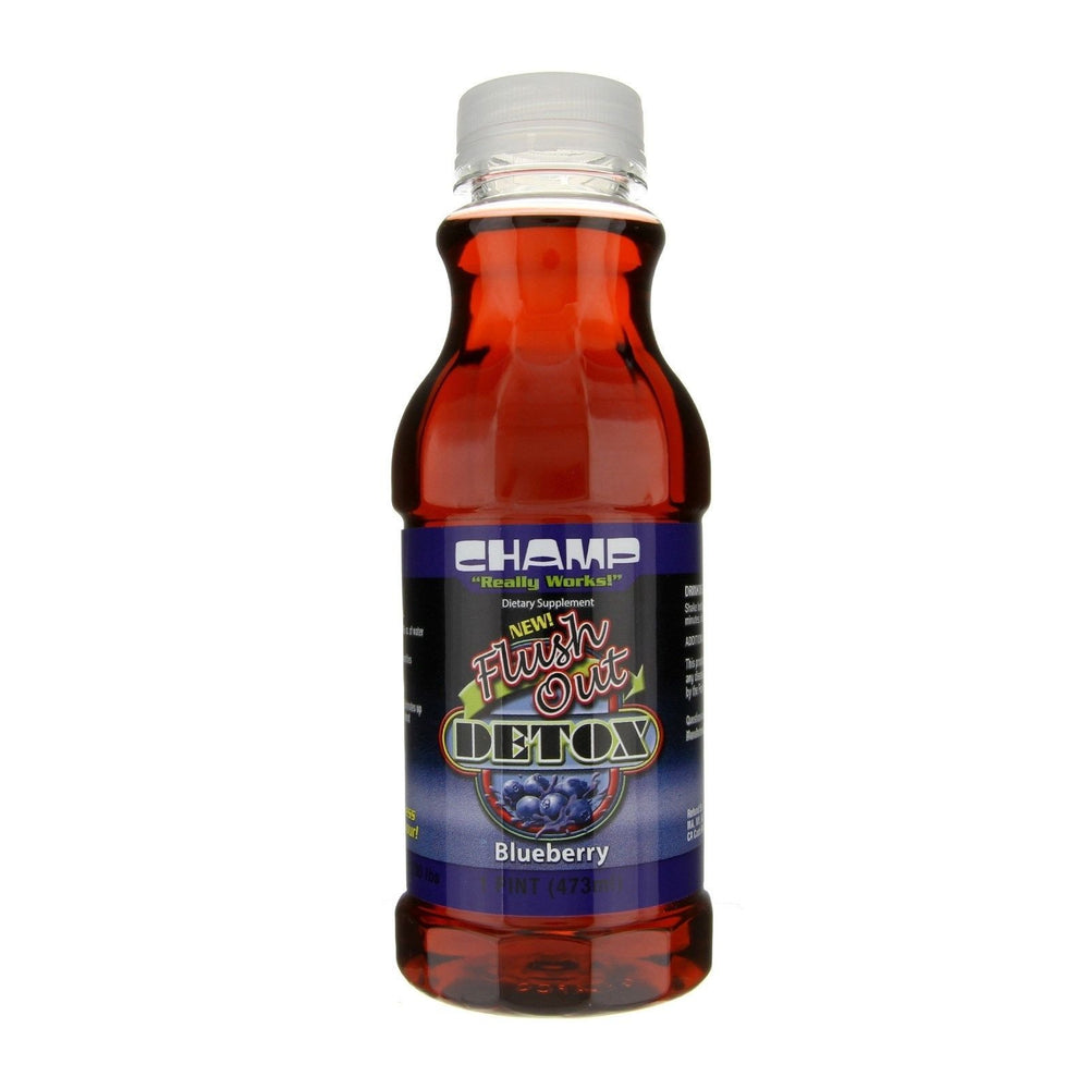 Champ Flush Out Detox Drink Blueberry bottle front view