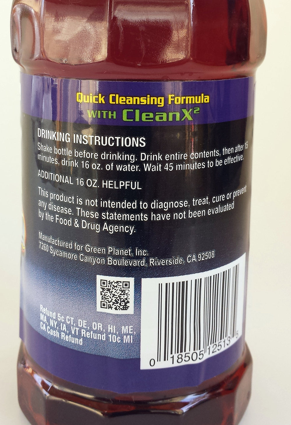 Detox Drink bottle labeled Blueberry flavor