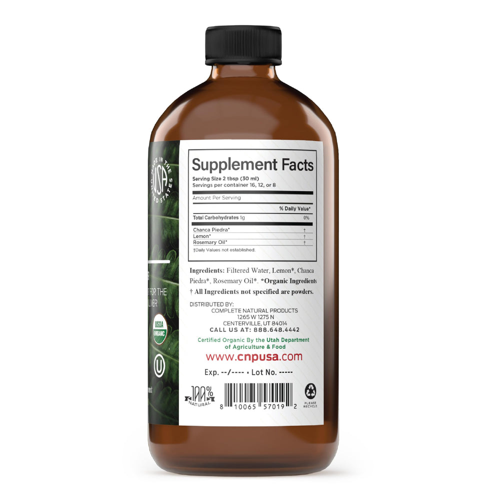 Chanca Piedra Concentrate label with organic certification
