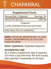 Sealed bottle of Secrets of the Tribe Chaparral capsules