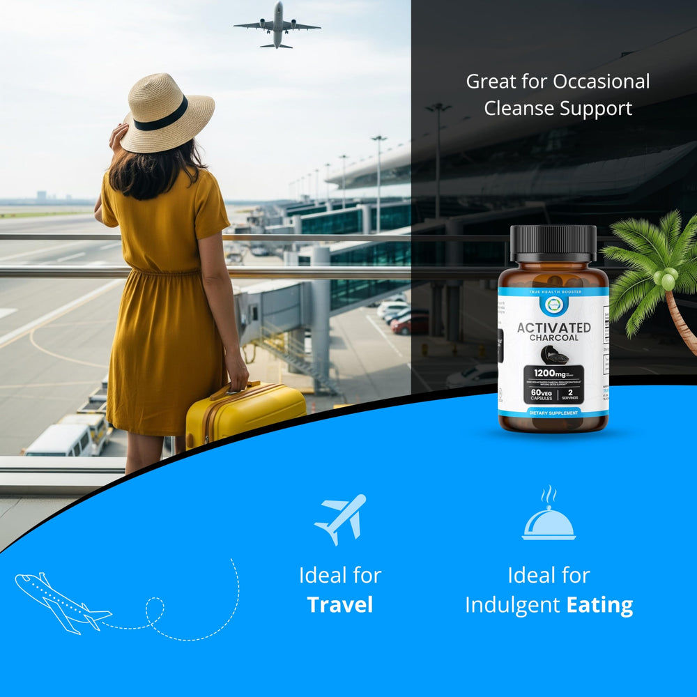 Charcoal capsules for gas and bloating relief