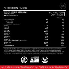Whey protein and tart cherry ingredients label