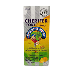Recommended serving sizes for Cherifer Forte Syrup by age group